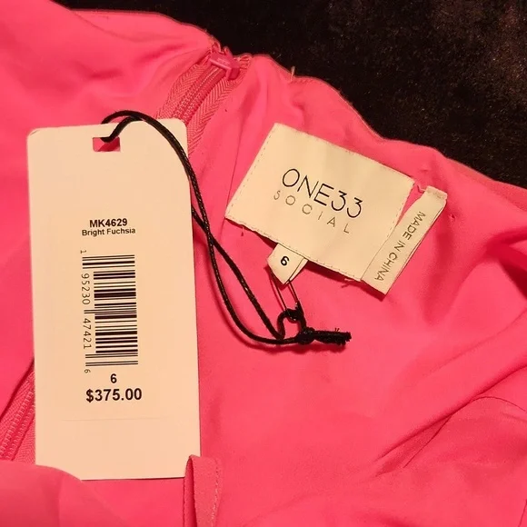 ONE33 SOCIAL Pink Fuchsia Tiered Ruffle Halter Above Knee Cocktail Dress Size 6 - Picture 8 of 8